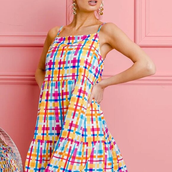 BiBi‎ Multi Colors Plaid Sleeveless Sun Dress - Picture 11 of 16